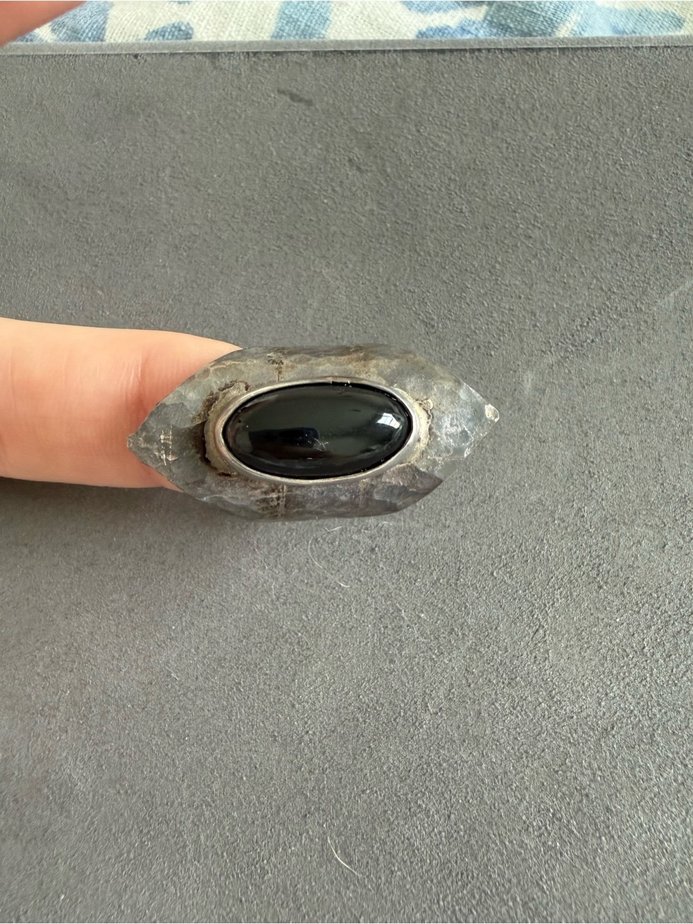 Vintage Black Onyx Marquise Statement Ring